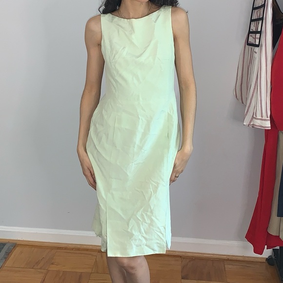 Silk Minty Green Worth Petite Vintage Mini/midi Dress with mini pockets (Size 4) - Picture 7 of 9